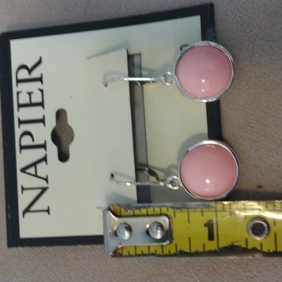 Napier Pink & Silver Tone Drop Earrings NWT - Picture 4 of 6